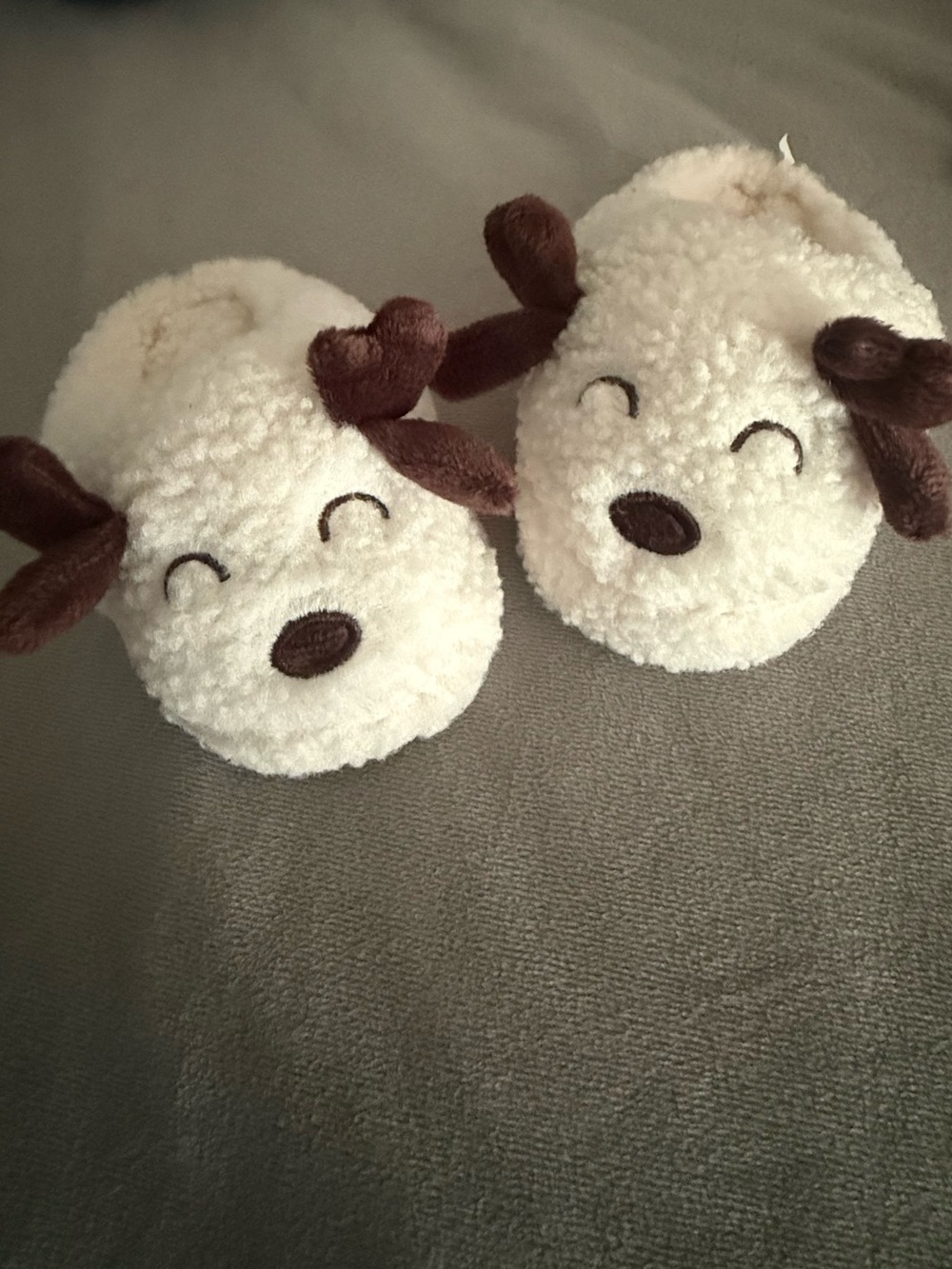 Cozy Cream & Brown Plush Puppy Slippers for Kids